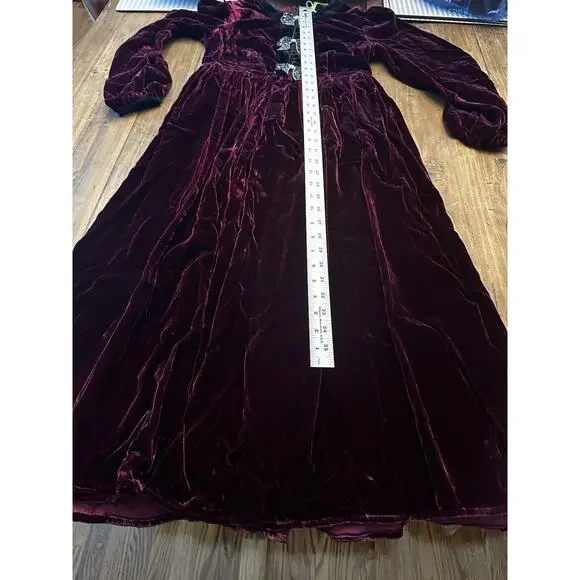 ESME THE GREAT GATSBY VELVET MIDI DRESS Size Small Whimsy Goth Holiday Keyhole - Picture 9 of 12